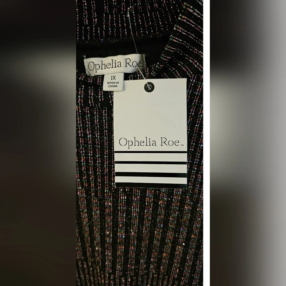 Ophelia Roe - NEW Women's Mock Neck Form- Fitted Midi Multicolor Shimmery Dress﻿ - Picture 3 of 7